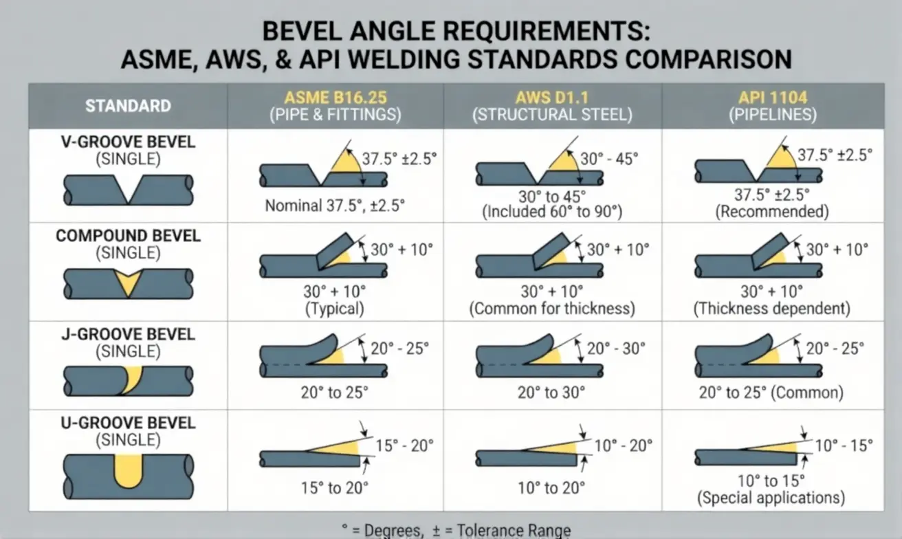 Code angle requirements chart