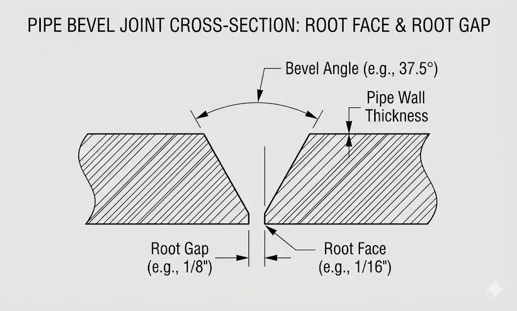 Root face and root gap diagram